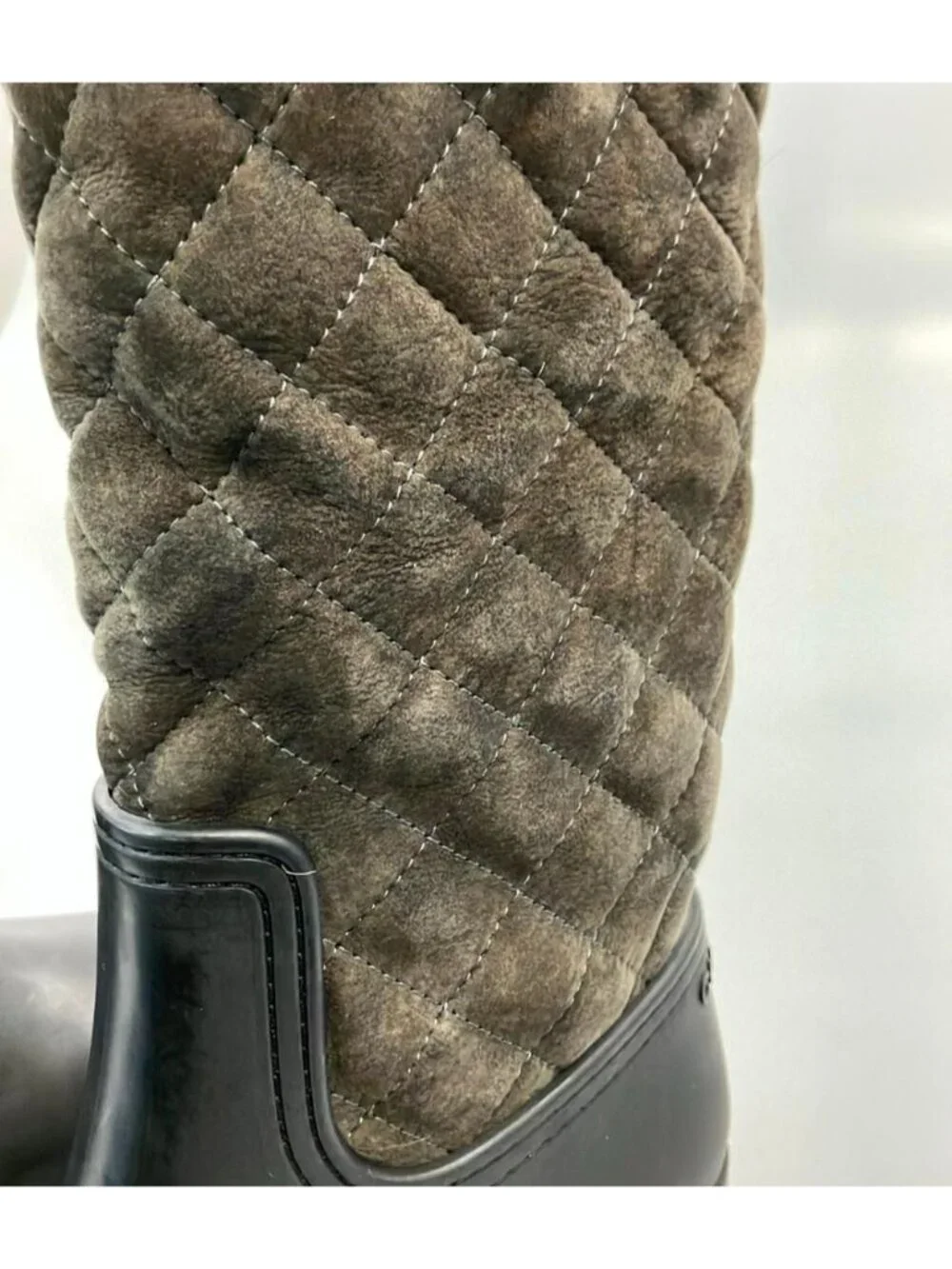 Chanel Long Gray Boots Quilted CC Logo